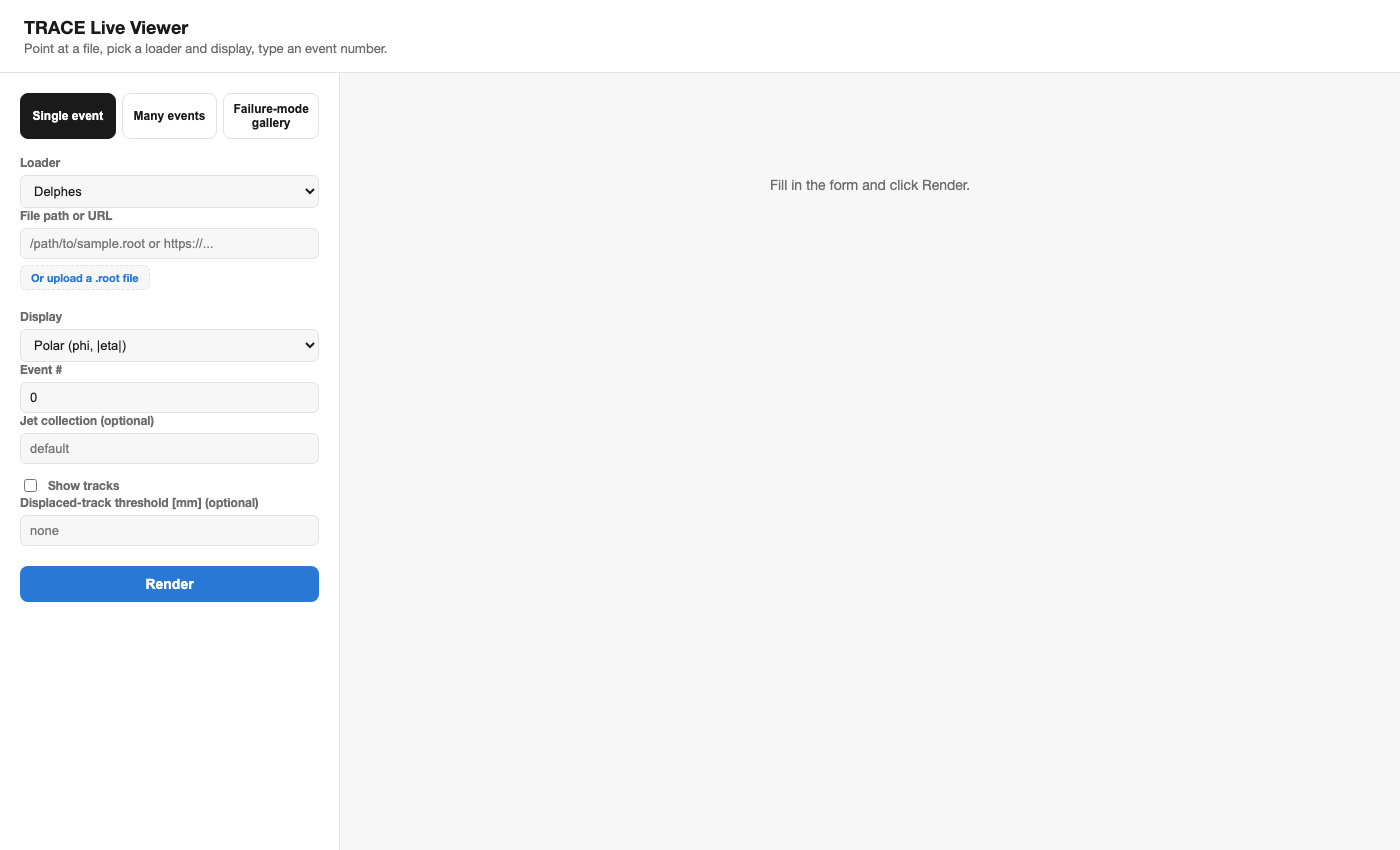 trace-gui landing form